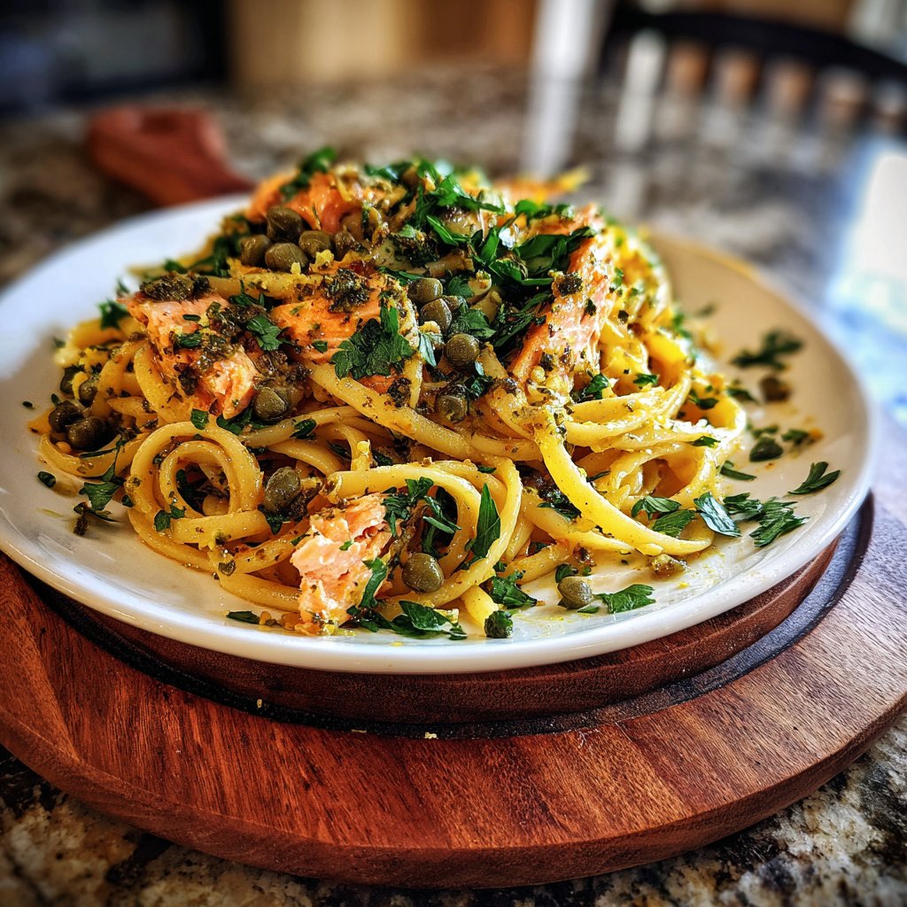 Lemon-Caper Salmon Pasta Toss