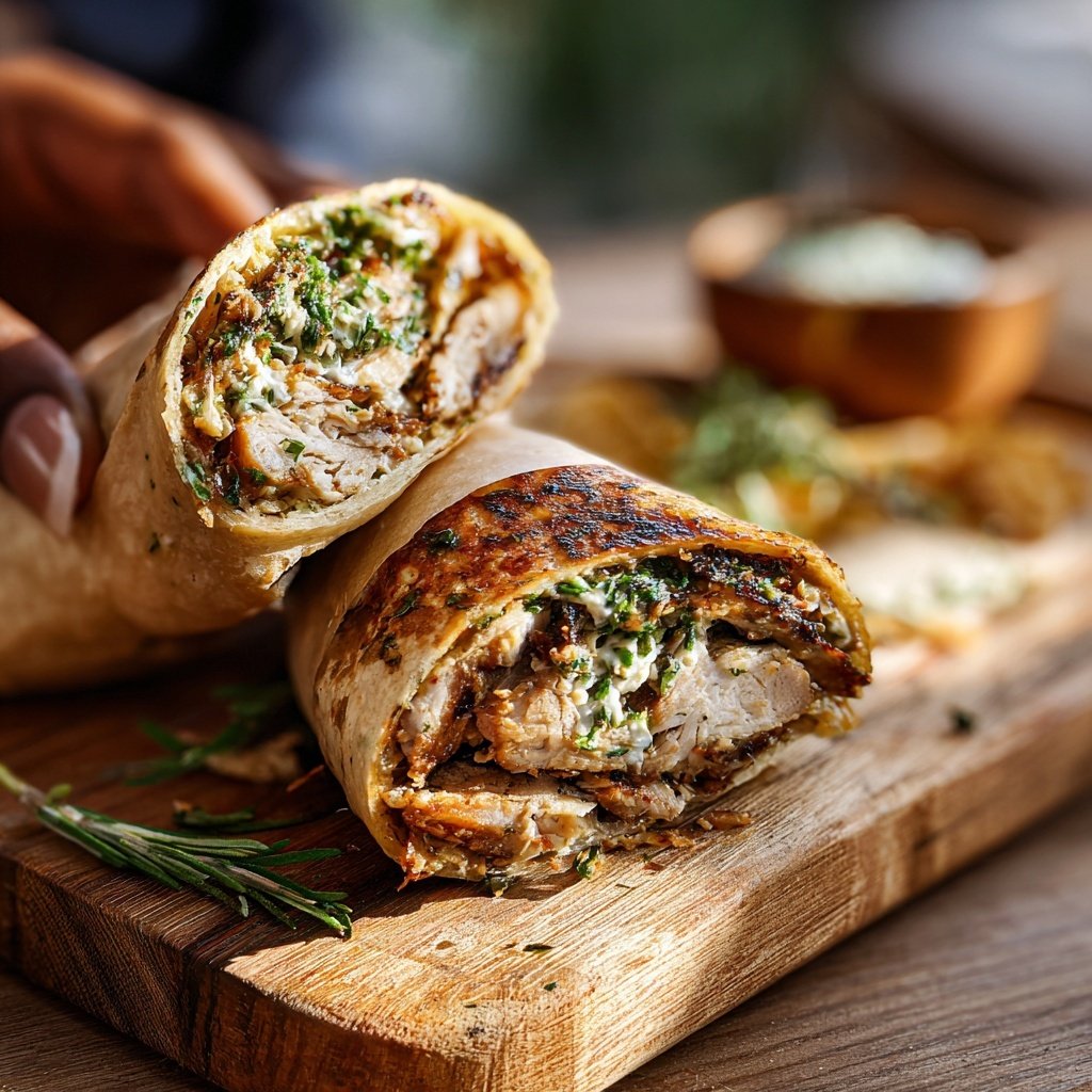 Herb Garlic Roasted Chicken Wrap