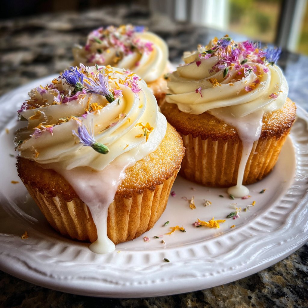 Fluffy Vanilla Blossom Cupcakes