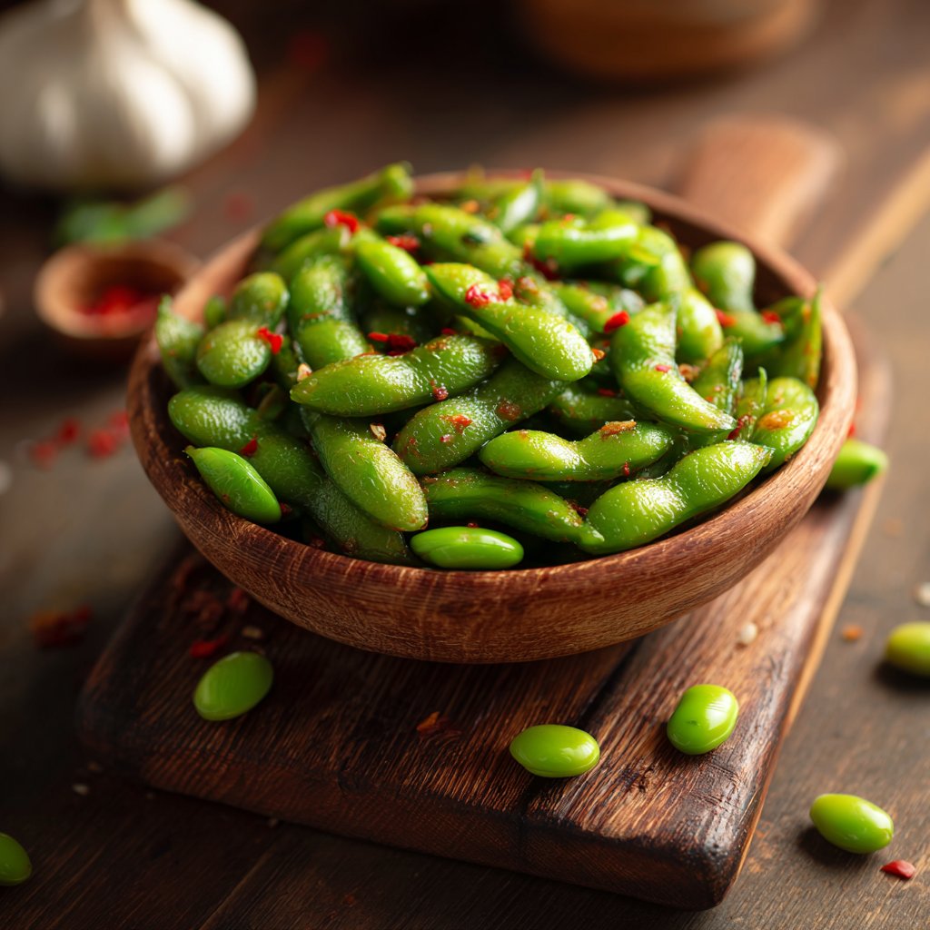 Spicy Garlic Edamame Snack